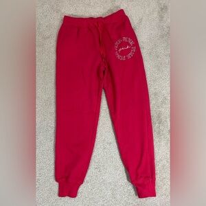 Victoria’s Secret PINK Bling Fleece Relaxed Lounge Joggers Small Red